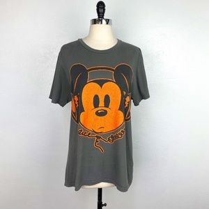 Disney Mens Mickey Mouse MM28 T-Shirt XLg Gray Crew Neck Short Sleeve Distress